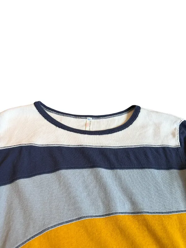 Free People Movement Navy Mustard Colorblock Long Top Shirt Swing Medium Women's - Image 3