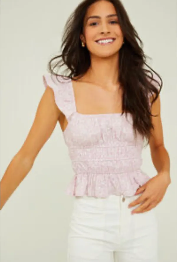 Altar'd State Penny Light Pink Floral Top Size Small - Image 5