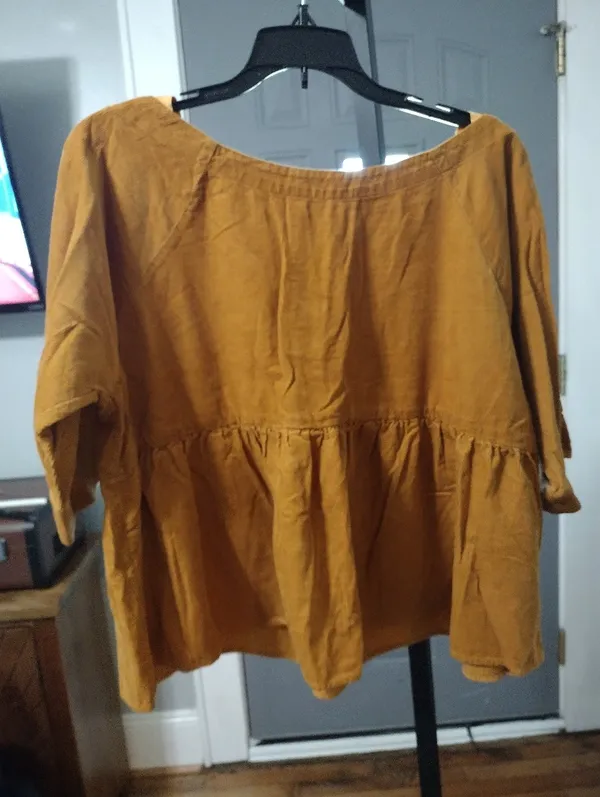 Anthropologie Maeve Maria Mustard Corduroy Top - Image 5