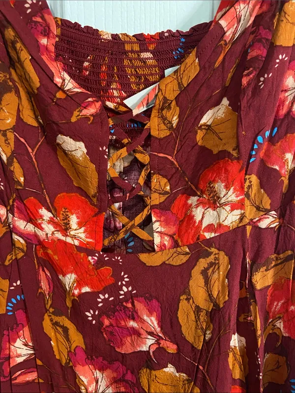 Free People Red Floral Tank Top - Image 3