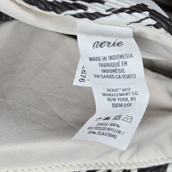 Aerie Women XS Triangle Bikini Top Ribbed‎ Zebra Print Black White Swim - Image 5