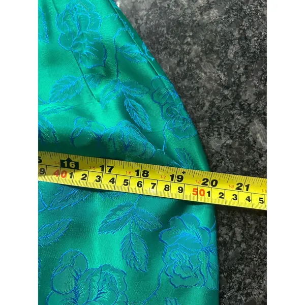Vintage 1950's Original blue green brocade form fitted long gown Costume Theater - Image 10