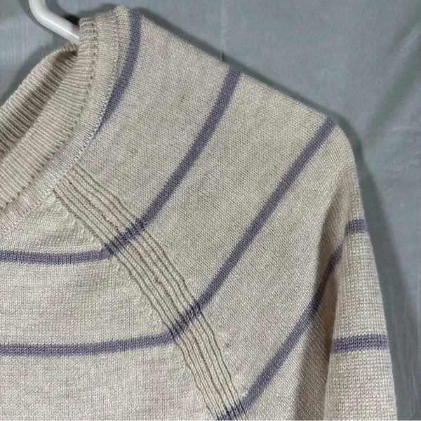 Maurices Sweater Womens‎ M Gray Purple Striped Faux Layered Chiffon Hem Pullover - Image 3