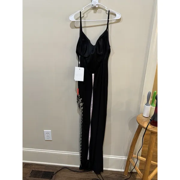 Mac Duggal Rhinestone Encrusted Side Slit Cami Bodycon Gown black 42002 Size 10 - Image 6