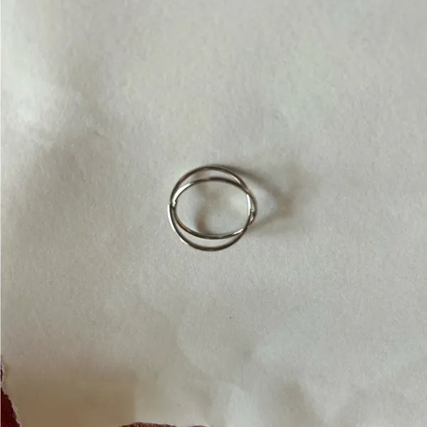 3/$20 Classic Silver Tone Thin Crossed X Loop Shaped Ring - Image 3