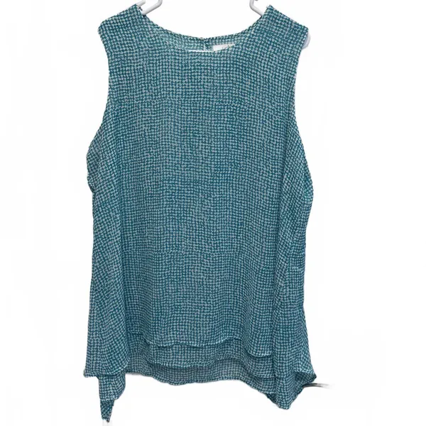 Fever Aqua and White Double Layer Sharkbite Sleeveless Tunic Top Plus Size XXL - Image 3