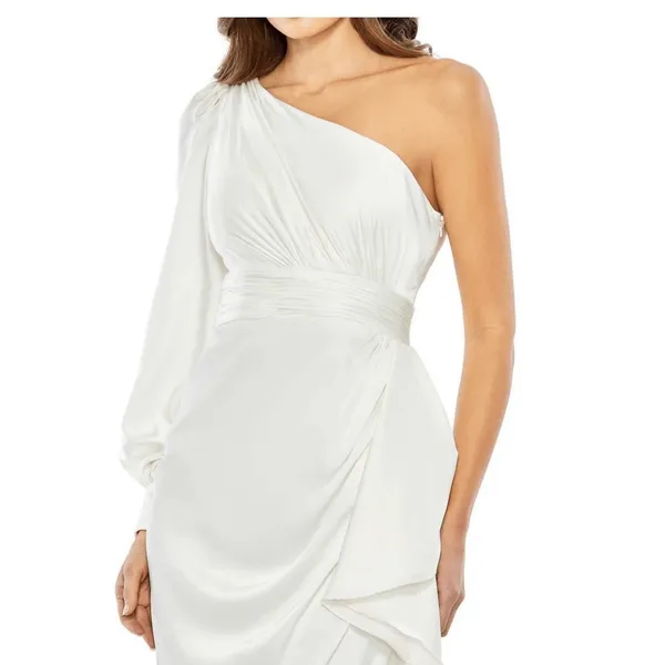 Mac Duggal SATIN ONE SLEEVED COCKTAIL DRESS New Size 4 Bridal - Image 3