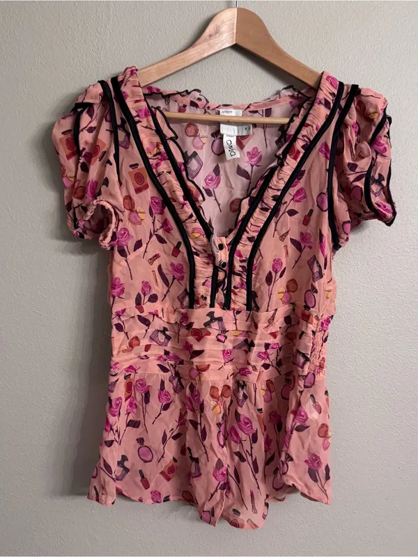 ANTHRO | MAEVE x Anisa Makhoul Ruffle V-Neck Blouse - Image 2