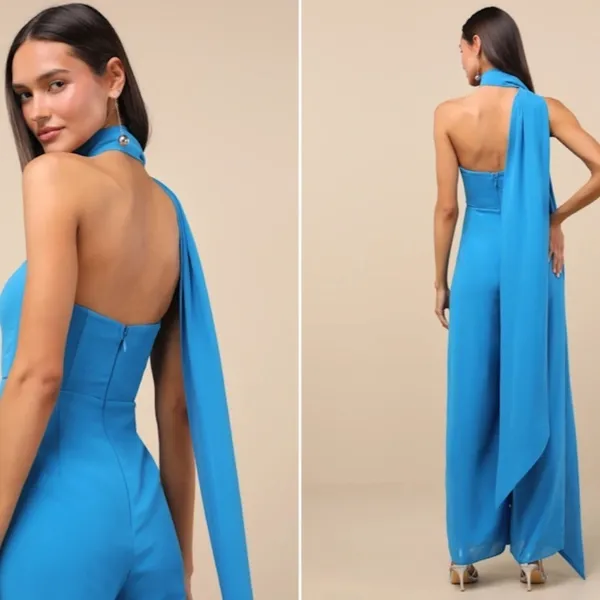 LULU's Sexy Chic Sophisticated Wedding Cocktail Elegant Vacation Jumpsuit - Image 5