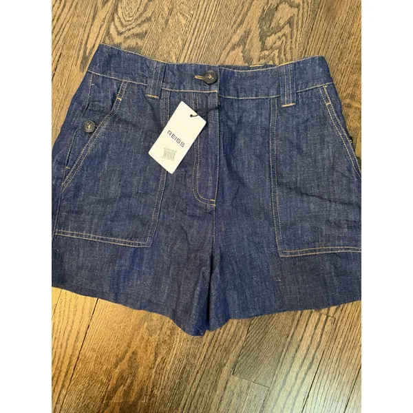 Reiss Ashby Linen Shorts Denim High Waisted Sz 2 NWT $175 - Image 6