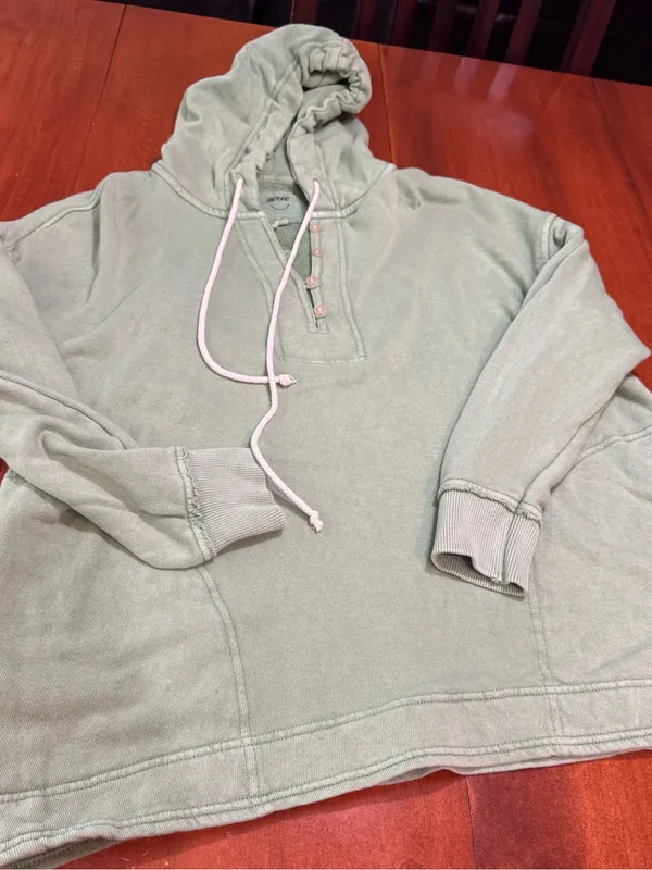 aerie Sage Green Beach Weekend Hooded Pullover oversized hoodie - Image 2