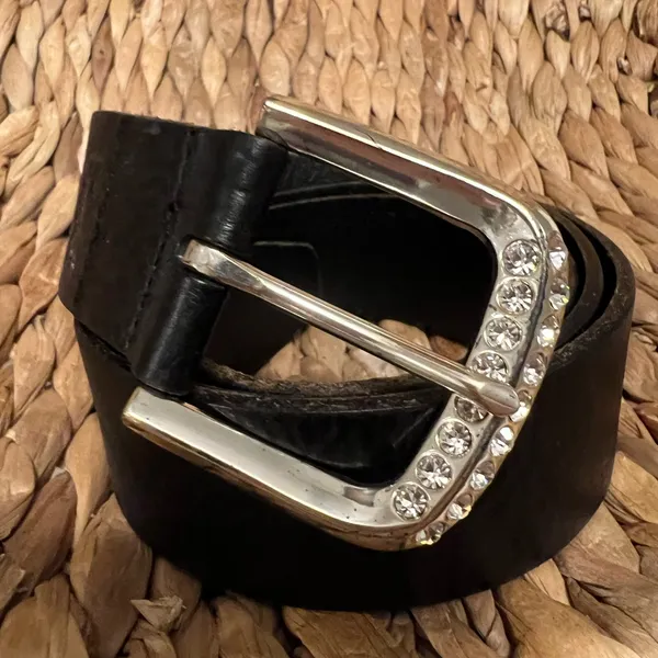 Fossil leather belt vintage crystal buckle‎ large - Image 11