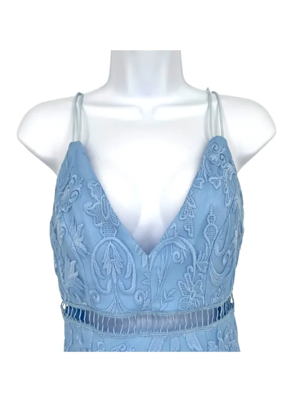 Pink Lily Lace Cutout Mini Dress Light Blue Size Small NWT Coquette Soft Girl - Image 3