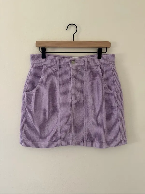 BDG Urban Outfitters Y2K TumblrGirl Retro Purple Cotton Ribbed Mini Skirt Large - Image 2