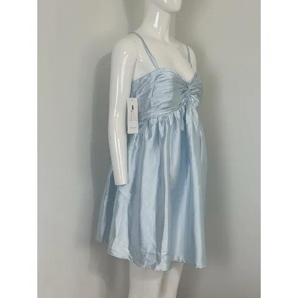 NWT Womens Baby Blue Satin Mini Dress Lace Up Corset Back Spaghetti Strap⁠ 8 - Image 3