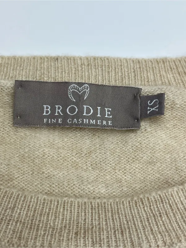 Brodie‎ Cashmere 100% Cashmere Sparkle Lip Cream Black Sweater Womens XS *FLAWED - Image 2