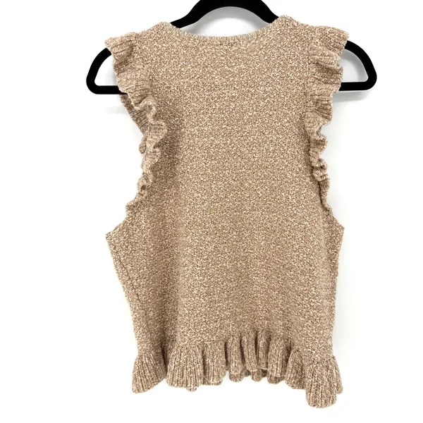 Madewell Nicollet Ruffle Sweater Tank Top Knit Large Tan Sleeveless Boho Cottage - Image 7