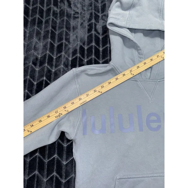 LULULEMON Women's Hoodie Blue Sweatshirt Graphic Spellout All Yours Size 6 - Image 9