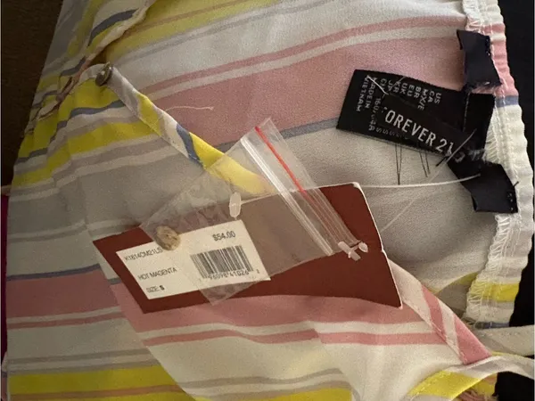 Forever 21 Pastel Striped Tie-Front Tank — Yellow, Pink & Gray - Image 2