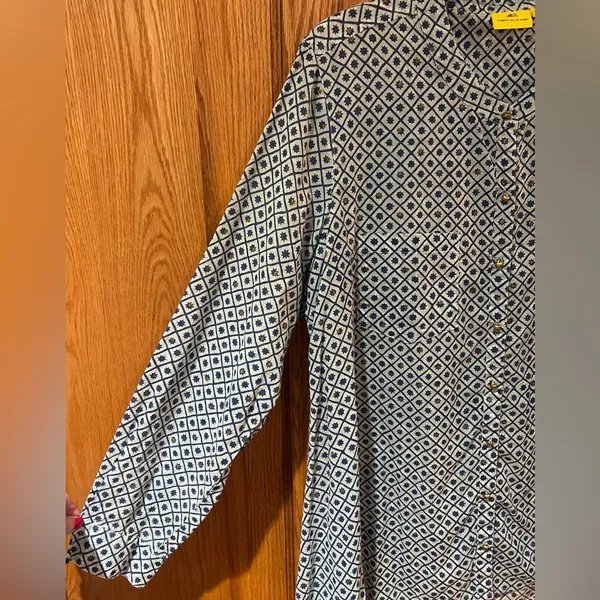 Roberta Roller Rabbit‎ Gold Button Down Geometric Print Shirt Tunic Size Large - Image 8