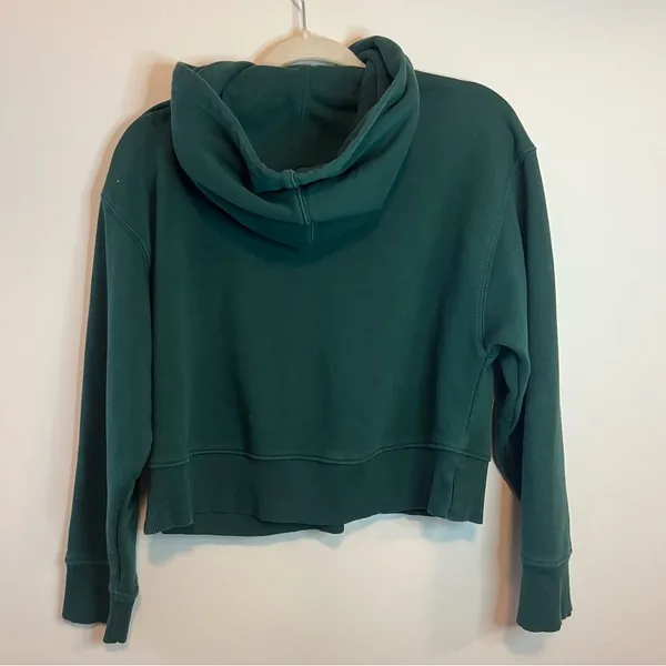 Zara Womens Cropped Hunter Green Hoodie Sweatshirt Small - Image 7