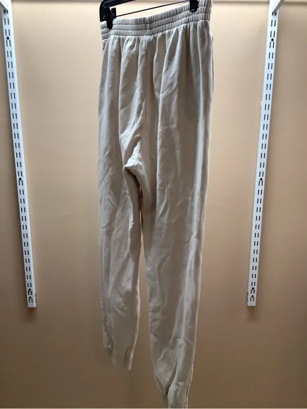 PINK Victoria’s Secret Size Medium Cream Drawstring Waist Sweatpants, Preloved - Image 3