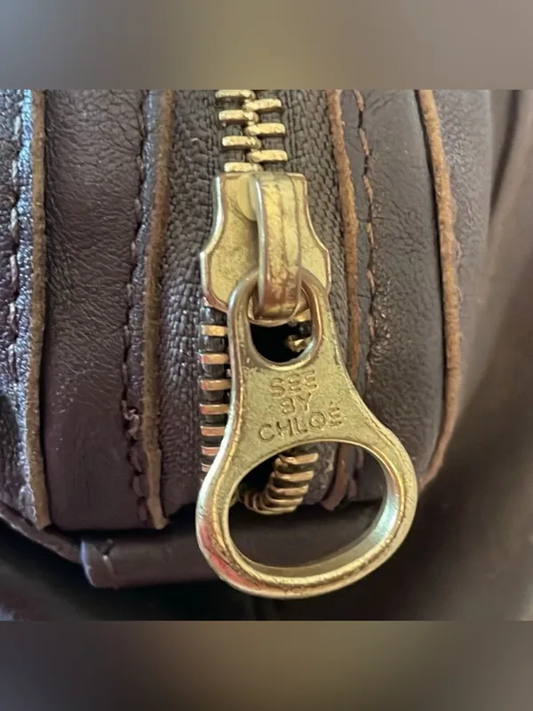 See by Chloé Gray Brown Leather Shoulder Bag Snakeskin Trim - Image 12