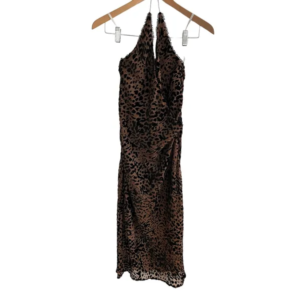 Foxiedox Cheetah Print Backless Halter Midi Dress XS - Image 4
