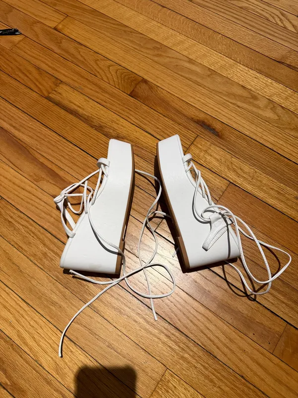 Liliana Vintage Y2K strap lace-up chunky White Platform Sandals Sz 9 gladiator - Image 5