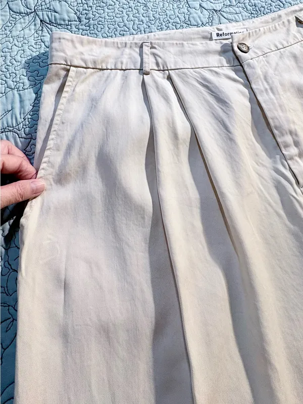 💥Reformation Mason Pleated Pants Ivory Tencel High Rise Wide Leg Sz 18🧡 - Image 8