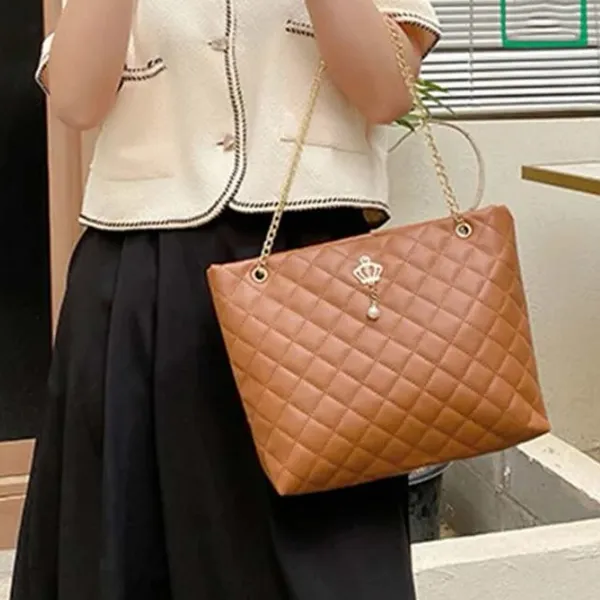 Brown Quilted Chain shoulder bag - Image 2