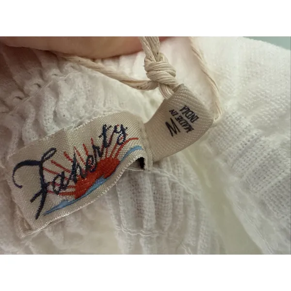 NWT $178 Faherty Organic Cotton Smocked‎ Short Sleeve Ramona Dress White Medium - Image 7