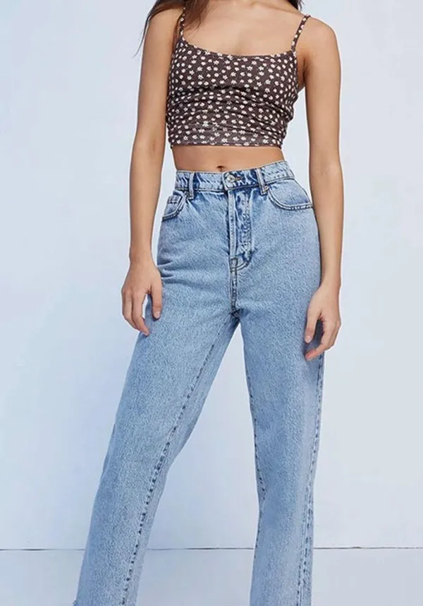 PACSUN Women’s Jeans Light Wash High Waisted Straight Leg Size 30 Short Raw Hem - Image 2