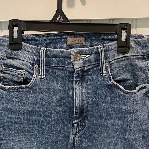 Mother Looker Ankle Chew Jeans Womens 25 Blue High Waisted Skinny Raw Hem Denim - Image 4