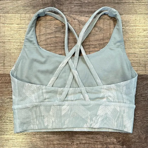 Lululemon Energy Longline Sports Bra Light Green Size 4 Excellent Condition - Image 2
