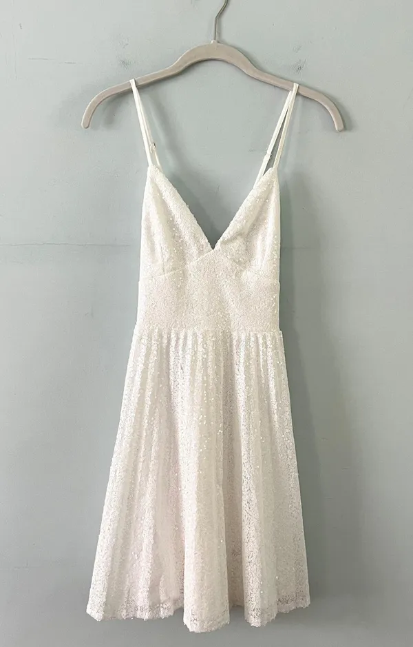 NWT Lulu’s Vision of Elegance White Sequin Pleated Mini Dress - Image 6