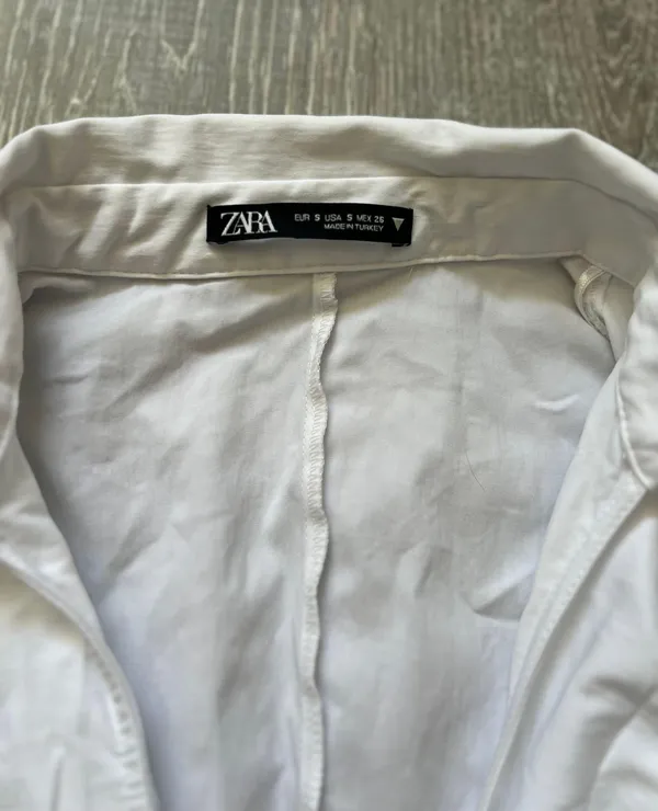 ZARA Front Toe White Button Up Dress - Image 11