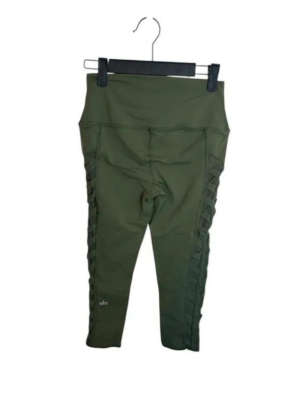 ALO Yoga Olive Green Mesh Braided Cropped Leggings - Image 2
