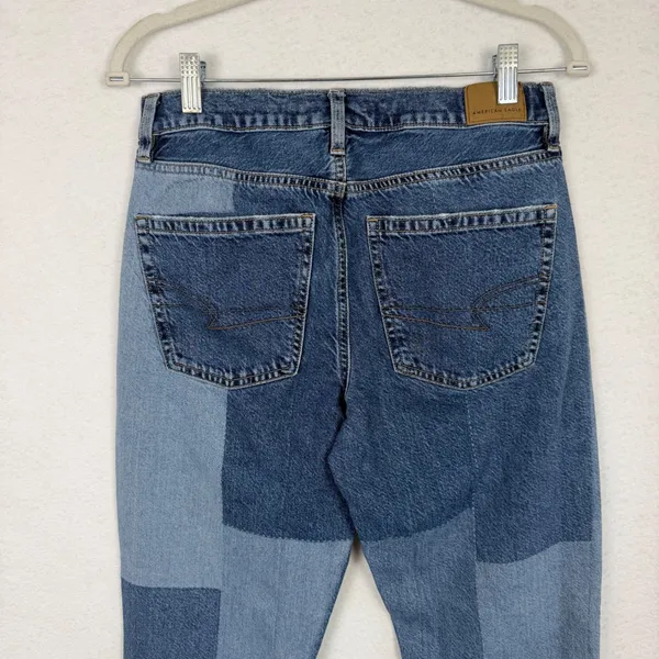 American Eagle 90s Bootcut Jeans Womens 4 Patchwork Multi Blue Denim Grunge - Image 5