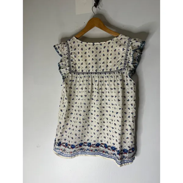 New J.Crew Point Sur Flutter-sleeve Peasant Top‎ in Cotton Voile Size large tall - Image 2