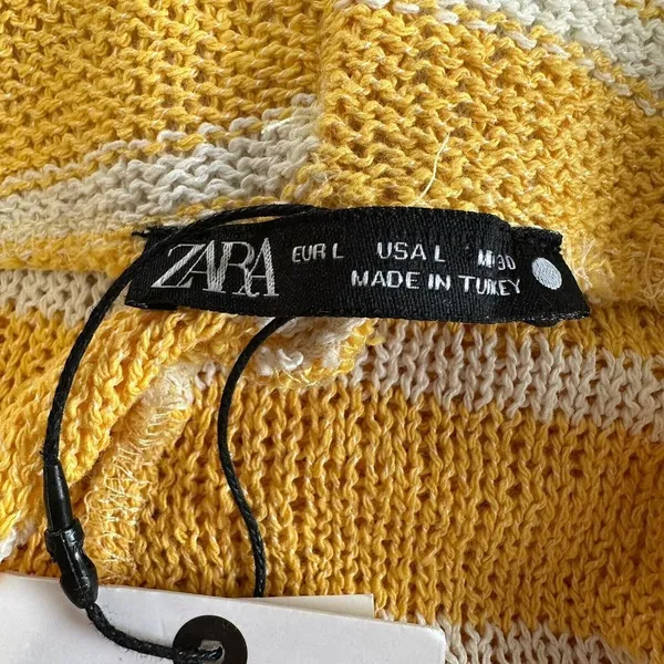 ZARA Yellow Striped Crocheted Pants - Image 4