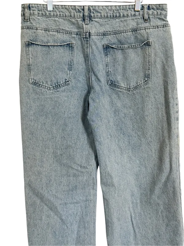 EDIKTED Light Wash Wide Leg Baggy Jeans Womens XL Y2K Double Button - Image 5