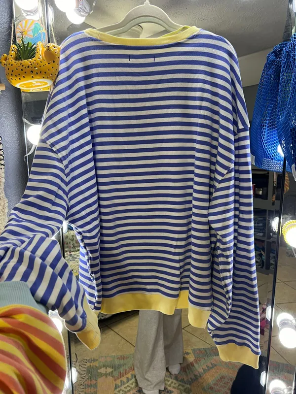 Free People Classic Stripped Oversized Crewneck - Image 6
