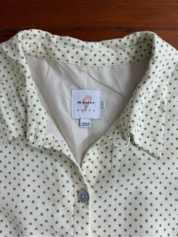 The Nines by HATCH Green Polka Dot Button Front Maternity Dress Sz L 🧡🍄 - Image 9