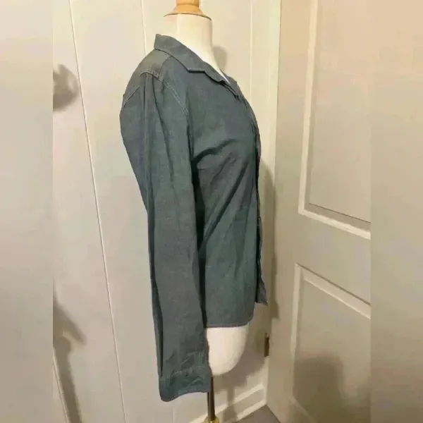 Frank & Eileen Tailored Button Up Shirt Top‎ Blouse Coastal Grandma Gray Blue - Image 2