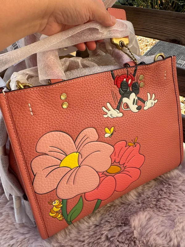 Rare Collectible DISNEY X COACH Rogue 25 Leather Mickey Mouse Flower Pink NWT - Image 13