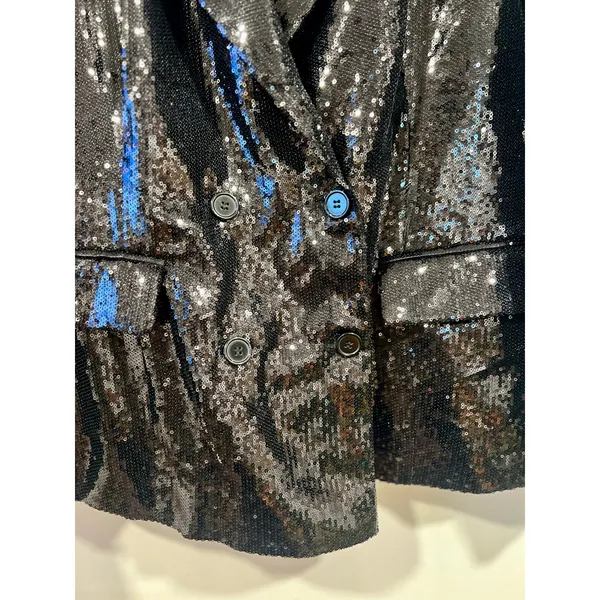 Forever 21 Black Sequin Blazer Disco Glam Oversized 14/16 - Image 4