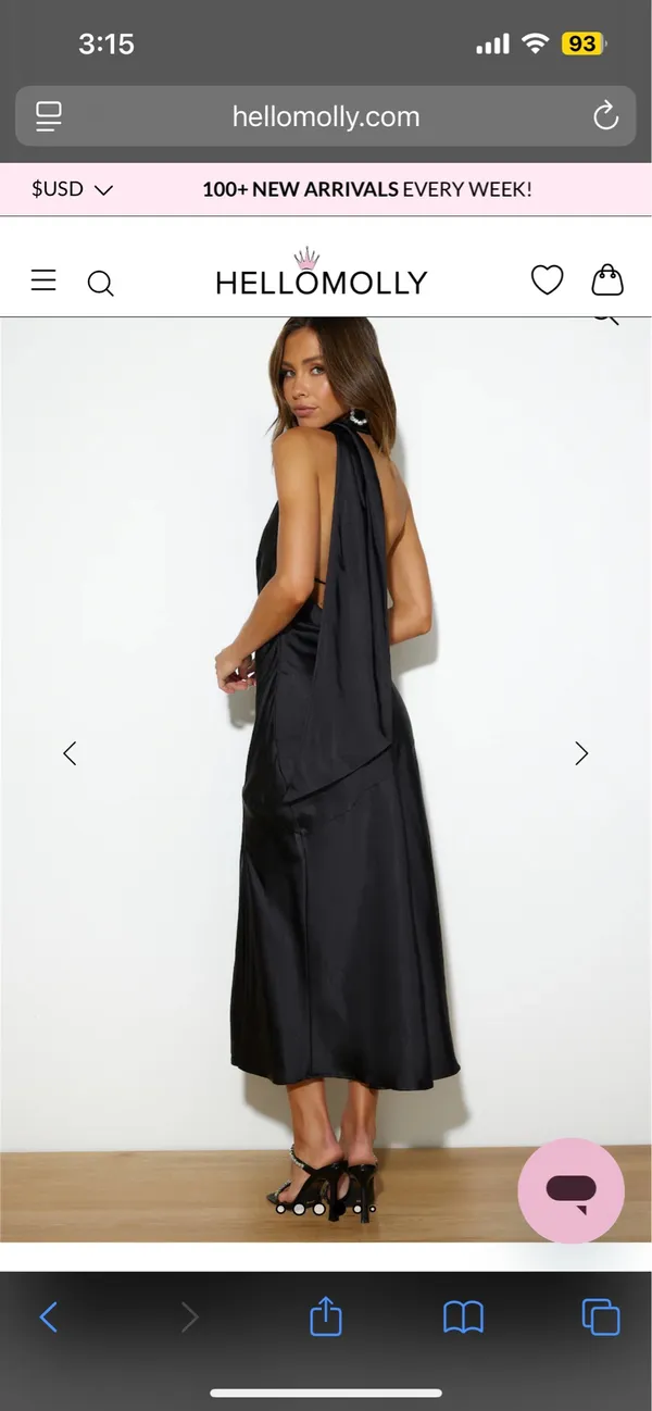 Satin Maxi Dress Black - Image 2