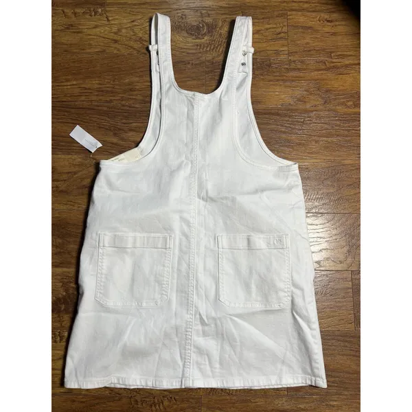 American Eagle NWT Size Large Skirtall Overalls Dress White Pockets Summer - Image 3