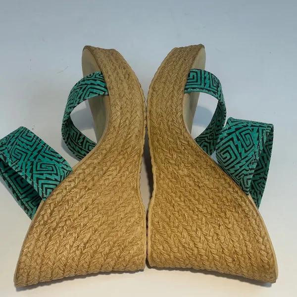 Sbicca Vintage Collection Kelli Turquoise‎ Geometric Espadrille Wedge Sandals 9 - Image 6